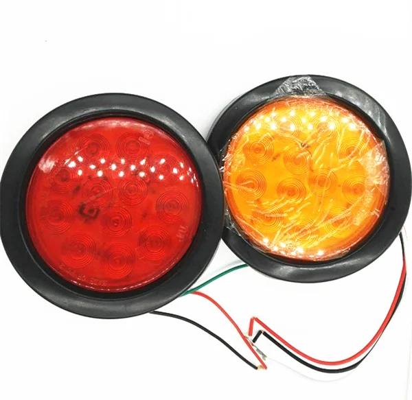 Buy 1pair 12v 24v 12led 4inch red round Trailer lights