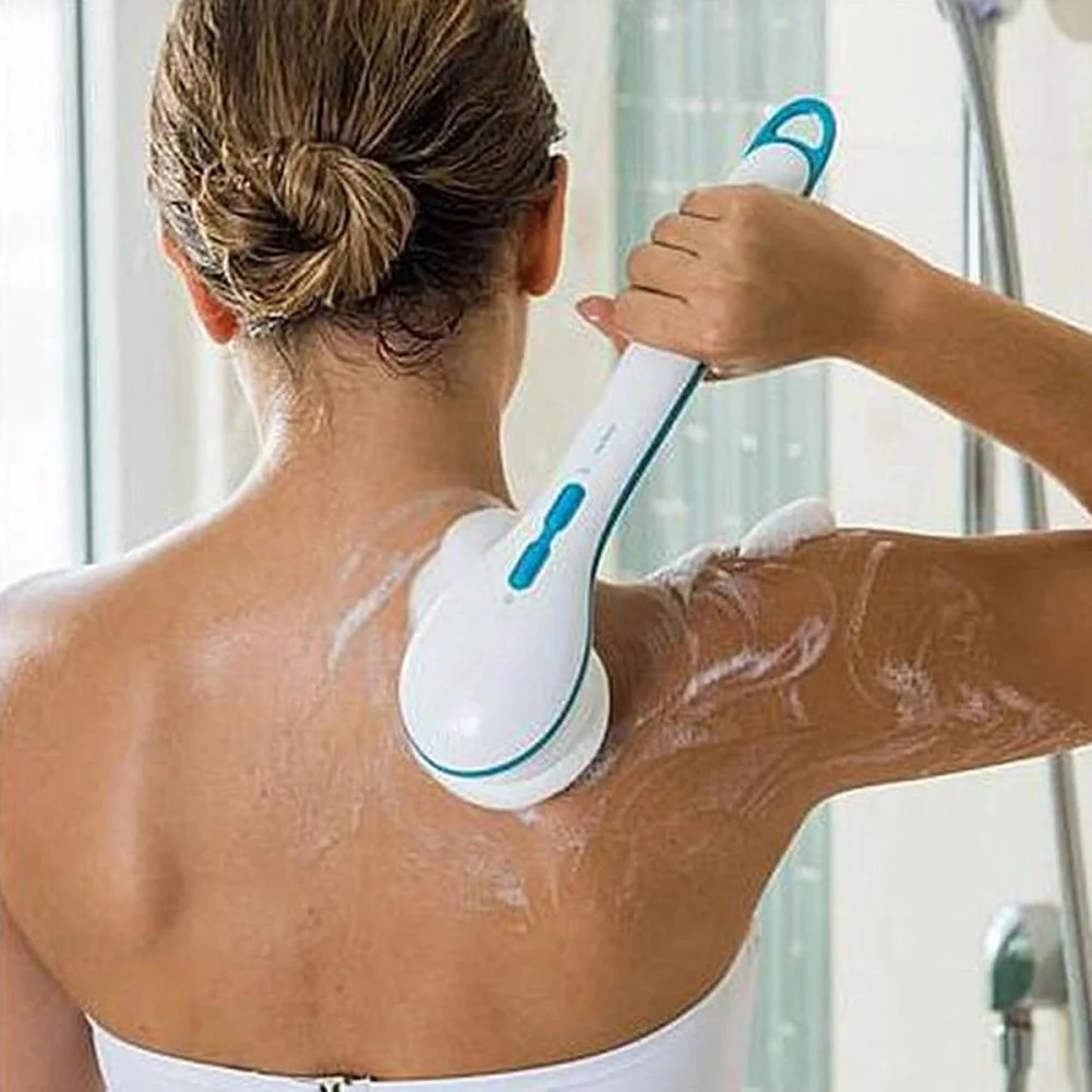 Billig Elektrische Bad Spin SPA Massage Dusche Pinsel Körper Sauber Pinsel Lange griff Baden Pinsel