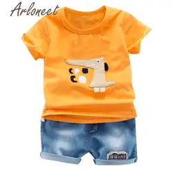 Одежда arloneet комплекты одежды для новорожденных мальчиков мультфильм печати топ короткие штаны 2 шт. джентльмен летняя одежда малышей