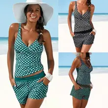 Модный летний женский 2 купальник бикини черный зеленый темно-зеленый купальник