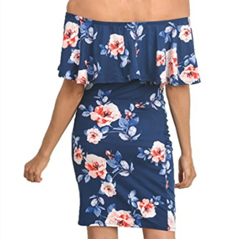 Gjsxy 2018 summer maternity clothes dresses pregnant women skirt collar elastic stretch printing dress elegant jurken vestido 