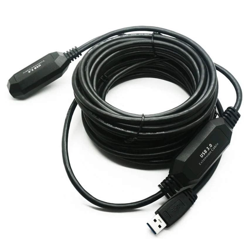 5Gbps 32ft 10M USB 3.0 Active Extension Repeater Signal Booster Cable with Build-in Two Signal Booster Chips Fashion Mirror LED