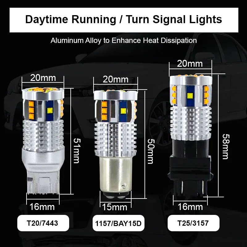 2 шт. двойной цвет 1157 BAY15D P21/5 Вт Led T20 7443 W21/5 Вт Светодиодная лампа T25 3157 P27/7 Вт Автомобильная DRL Поворотная сигнальная лампа авто лампы 12 В