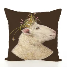 

1 Piece 45cmx45cm Art Sheep Cushion Cover Anime Animal Pillow Case Cover For Sofa Office Home Decorative XF374-8