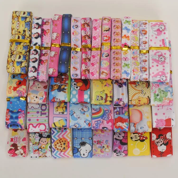 

New Mix Ribbon cartoon mixed Style/size randomly 12y/lot (1y/pc) hairbow ribbon
