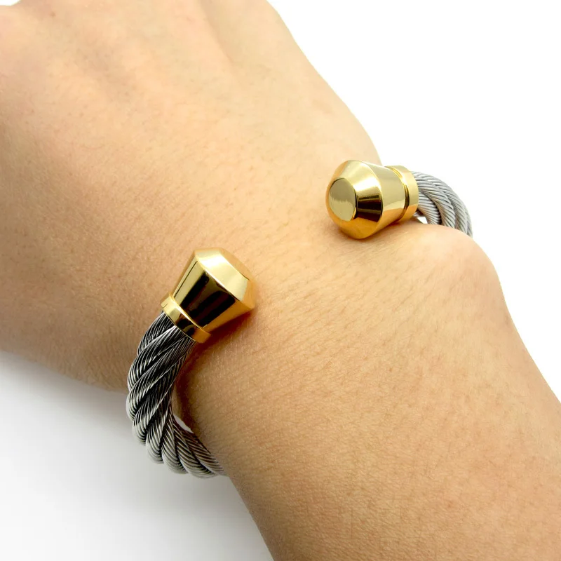 New Arrival Silver Gold Stainless Steel Bracelets Bangles Smooth New Arrival Silver Gold Stainless Steel Bracelets Bangles Smooth Metal Accessories Jewelry Wire Bracelet For Men And Women In From