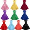 Women Summer Vintage Dress With Belt Short Sleeve V neck Elegant Retro Swing Party Dresses