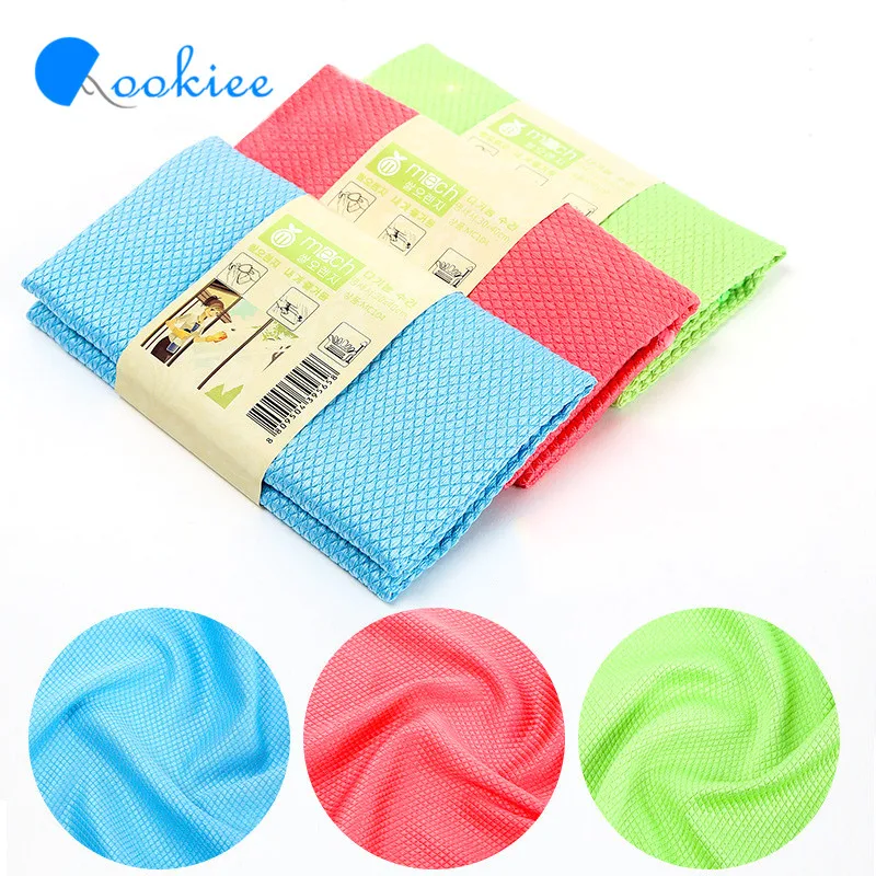 Qookiee 1pc Fiber Fish Scale Glass Bowl Cleaning Cloth Tile Wipe