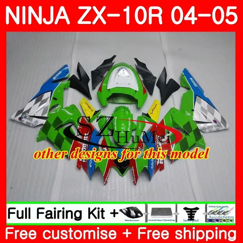 Кузов для Kawasaki NINJA ZX1000C оранжевого, черного цветов, ZX-10R 04-05 ZX1000 C 15SH12 ZX 10 сотрудников отдела исследований ZX10R 04 05 ZX 10R 2004 2005 обтекатели комплект