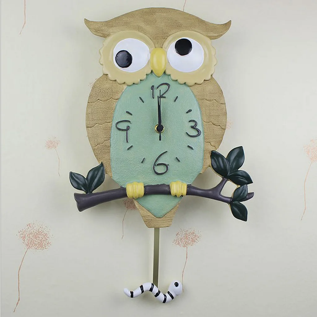 

Modern Silent Clock Owl Swing Wall Clock Battery Operated Kid's Room Home Bedroom Decor