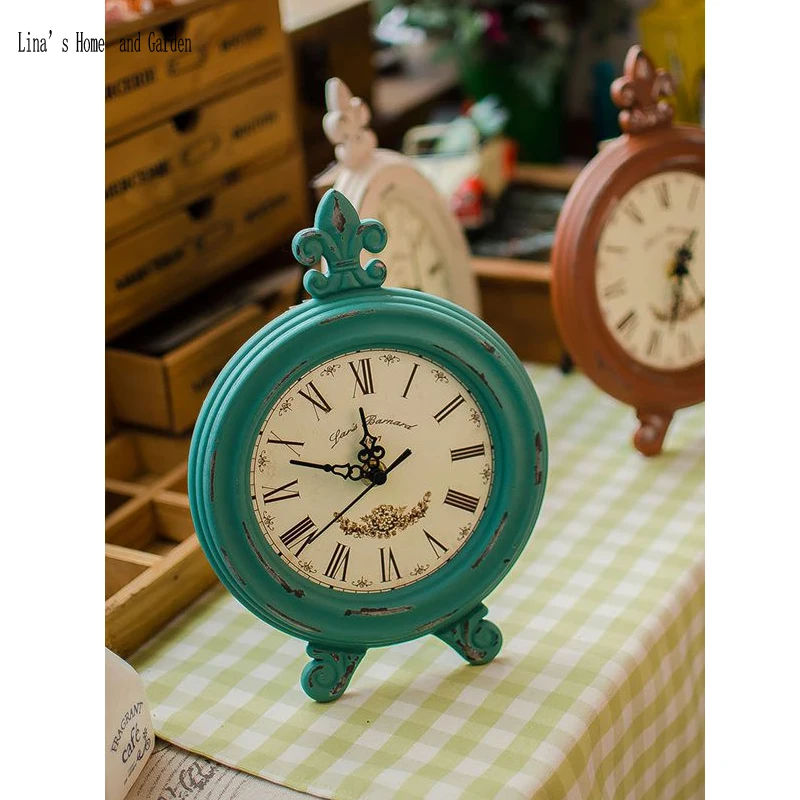 nice color handcrafted small rustic antique vintage solid wooden desk clockin Desk & Table