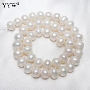 

10-11mm White Freshwater Pearl Baroque Natural Stone Beads for Bracelets Necklace DIY Jewelry Making Strand 15.5" Wholesale