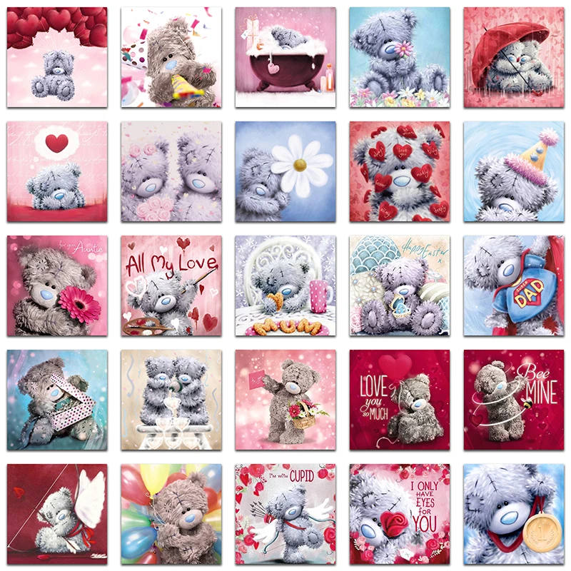 

5D DIY Diamond Painting Cross Stitch Teddy Bear Set Full Square Diamond Embroidery Cartoon Full Round Diamond Mosaic Love Heart