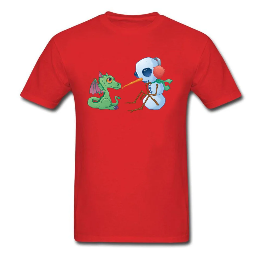 Brand New Men T-Shirt Crew Neck Short Sleeve 100% Cotton Fabric Snowman and Dragon Tops Shirt Europe T-Shirt Top Quality Snowman and Dragon red