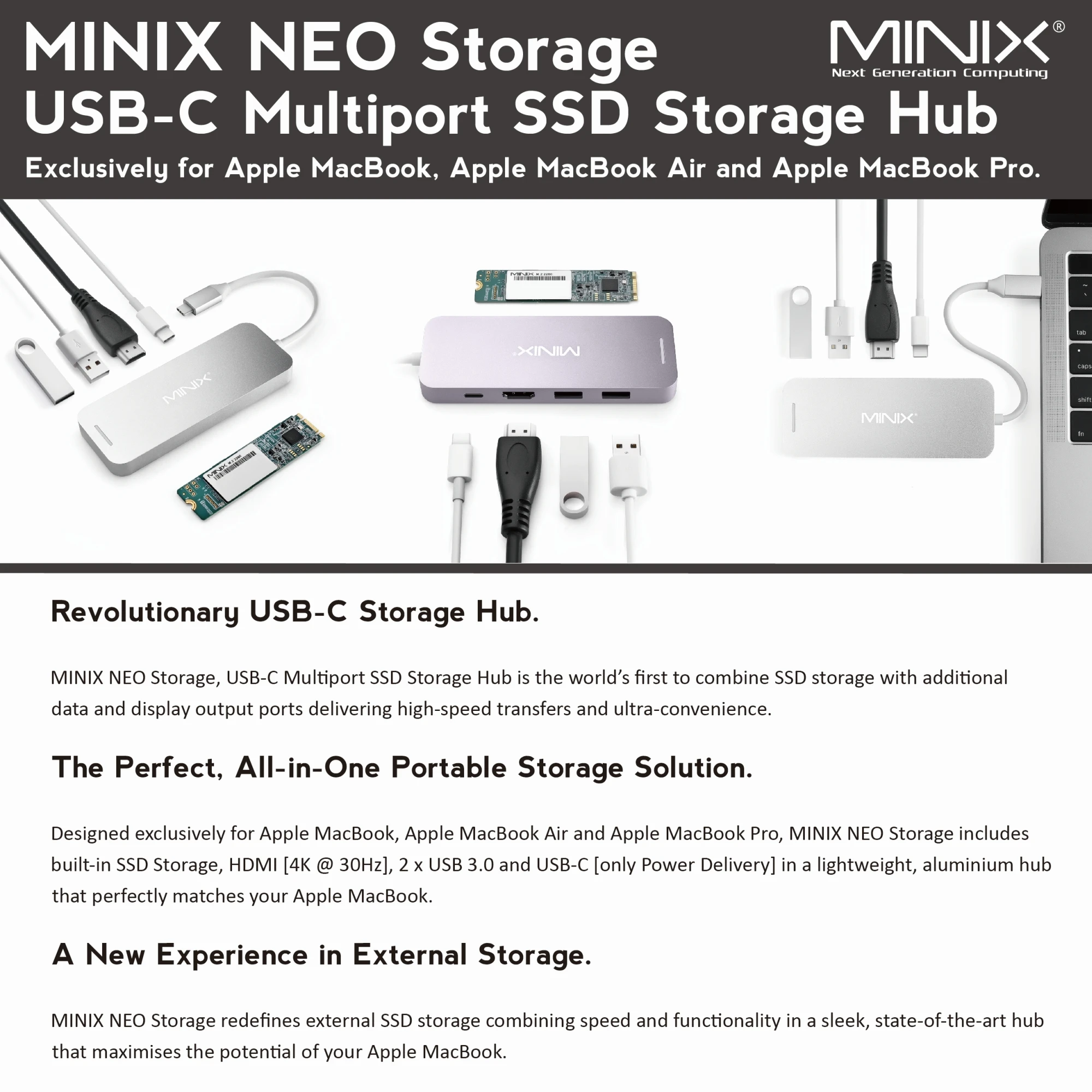 MINIX NEO C-S2 usb-хаб USB-C многопортовый Накопитель SSD type C концентратор HDMI USB 3,0 120G/240G Высокоскоростная передача все в одном для MacBook