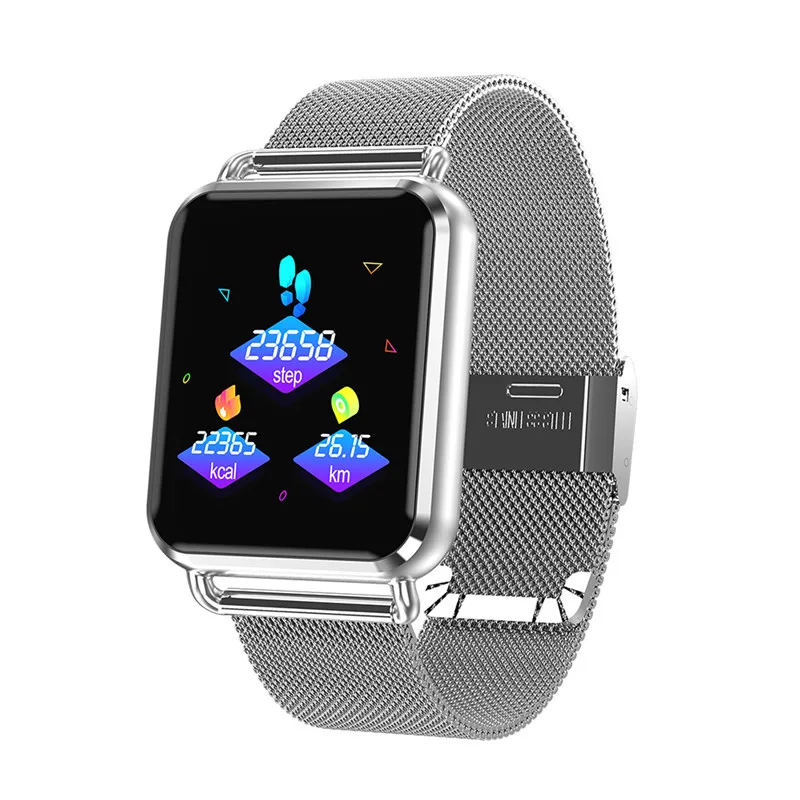 

Sport Watches Electronic Pedometer Stainless Steel/Silicone Band Men Smart Watch Functional Fitness Bracelet for Android Iphone