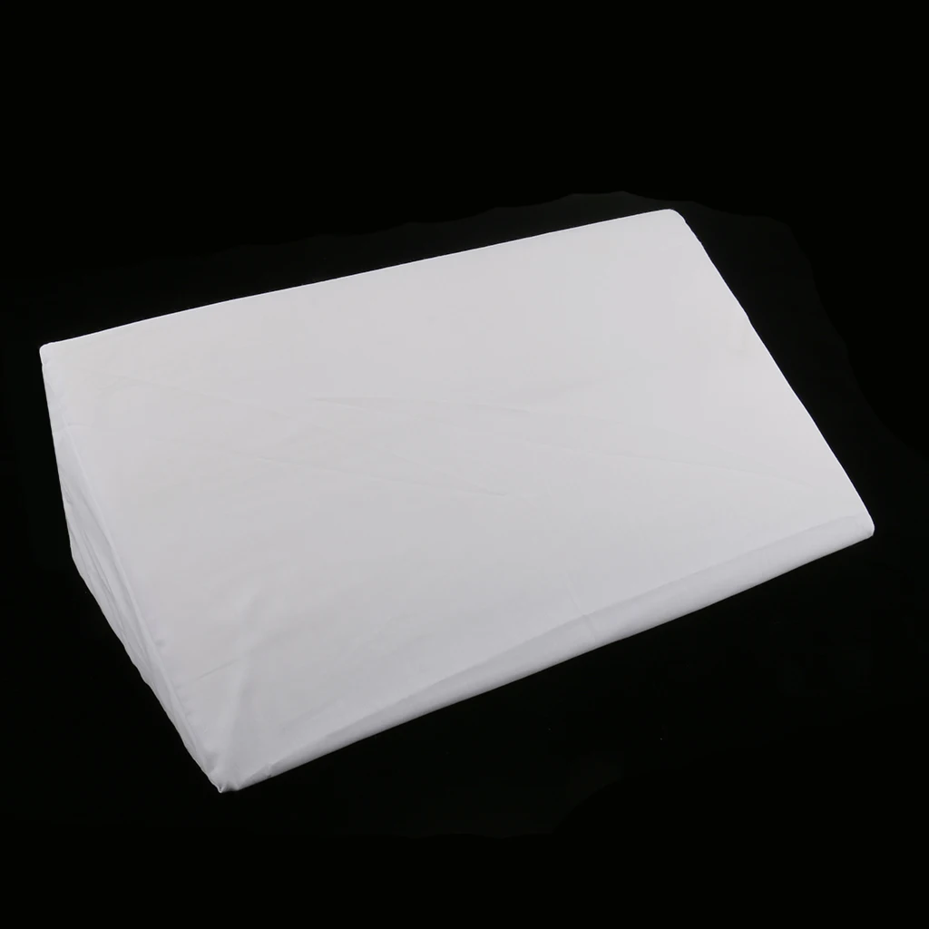 Foam Bed Wedge Acid Reflux Pillow Leg Elevation Cushion Washable Removable Cover - White 20x10x5.5 inches
