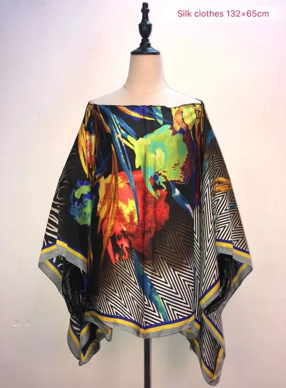 

African clothes for women Size 132cm width x 65cm length Printed silk summer top 2019 popular Younger girls beach silk top