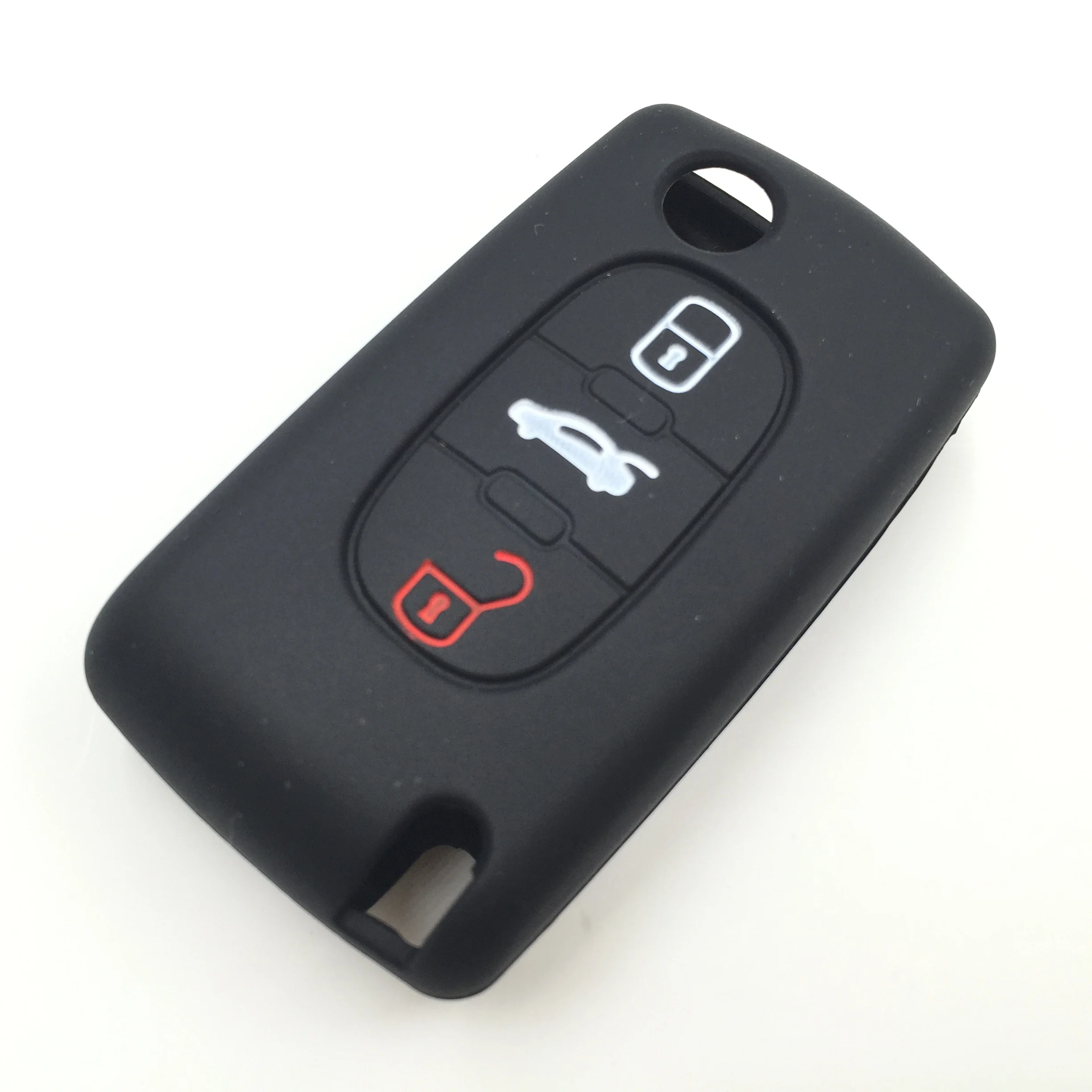 

Car styling Key Case fit for Peugeot 307 308 408 407 Remote 3 Button folder Fob Covers Silica Gel Accessories