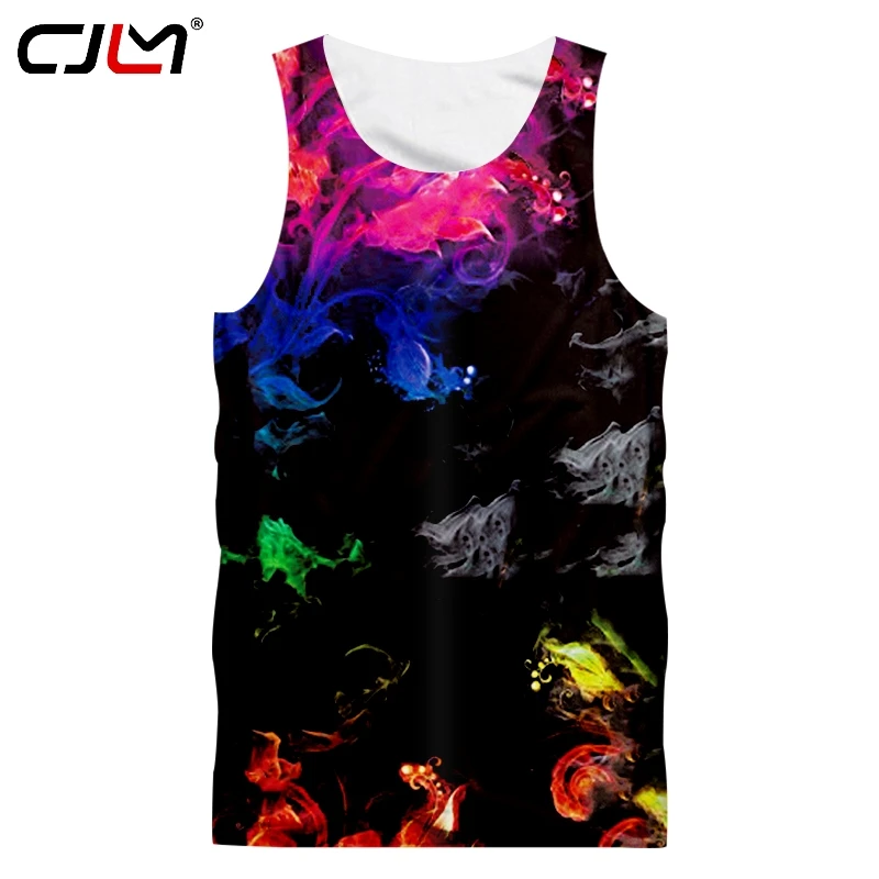 CJLM Camiseta sin mangas de ocio para hombre, con estampado 3D de flores de colores horribles, ropa informal de marca, venta al por mayor|Camisetas de tirantes| -
