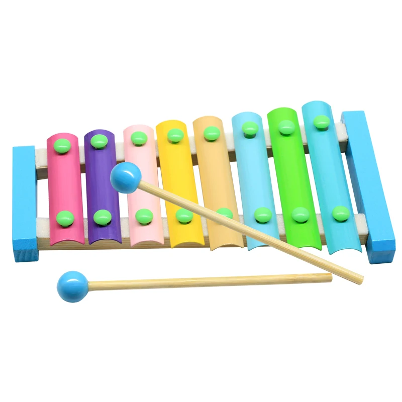 Восьми-тон музыкальный инструмент, игрушка деревянный каркас Стиль Ксилофоны Для детей смешные музыкальные игрушки детские развивающие игрушки подарки - Цвет: Небесно-голубой