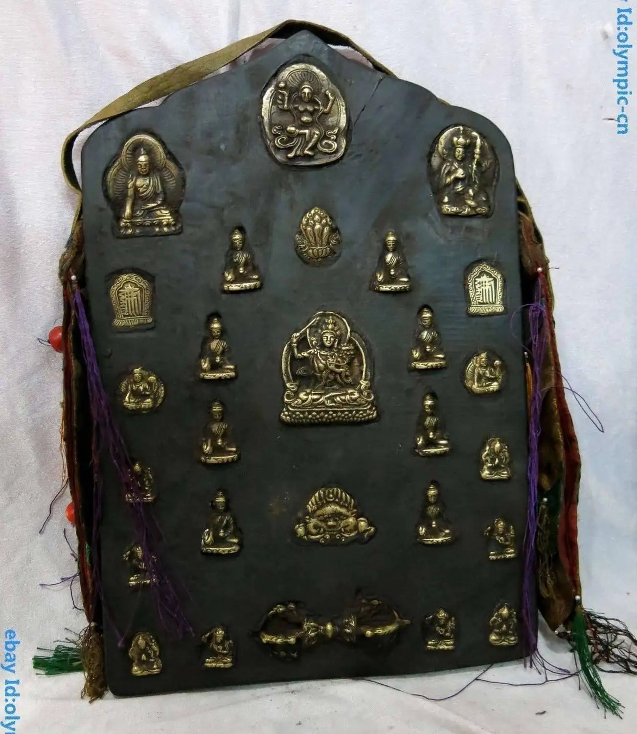 free shipping 17&quot China Tibet finely wood inlay bronze gild 22 buddhas and dragon Statue | Дом и сад