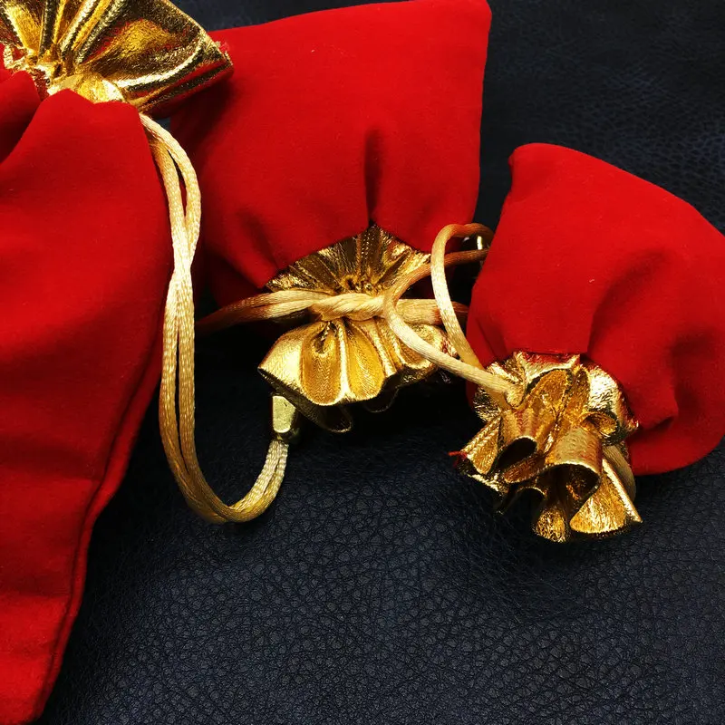 8*10cm Red 50PCS Velvet Gold Gift Bags Jewellery Pouches Drawstring