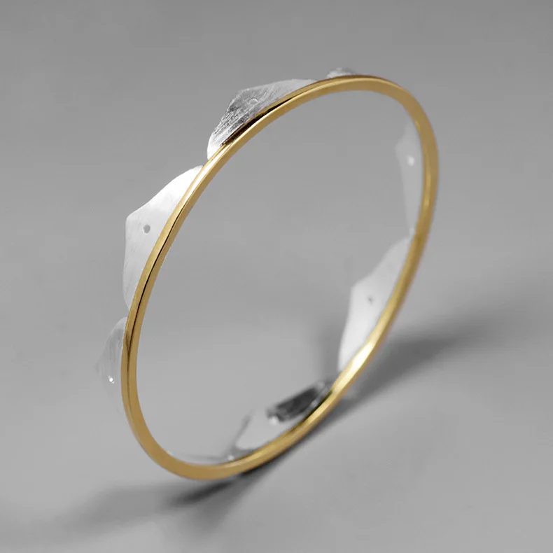 

Acecare Original minimalist lotus 925 pure silver gold-plated surface drawing fashion handwear