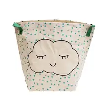 Multifunctional Cotton Linen Laundry Basket Cloud Printing Large Capacity Dirty Clothes Basket Storage For Home Bedroom Bathroom