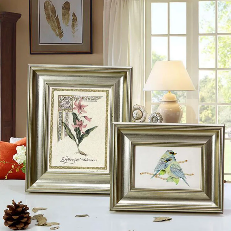 Golden Color Photo Frames Desk Foto Picture Frame with Stand Holder