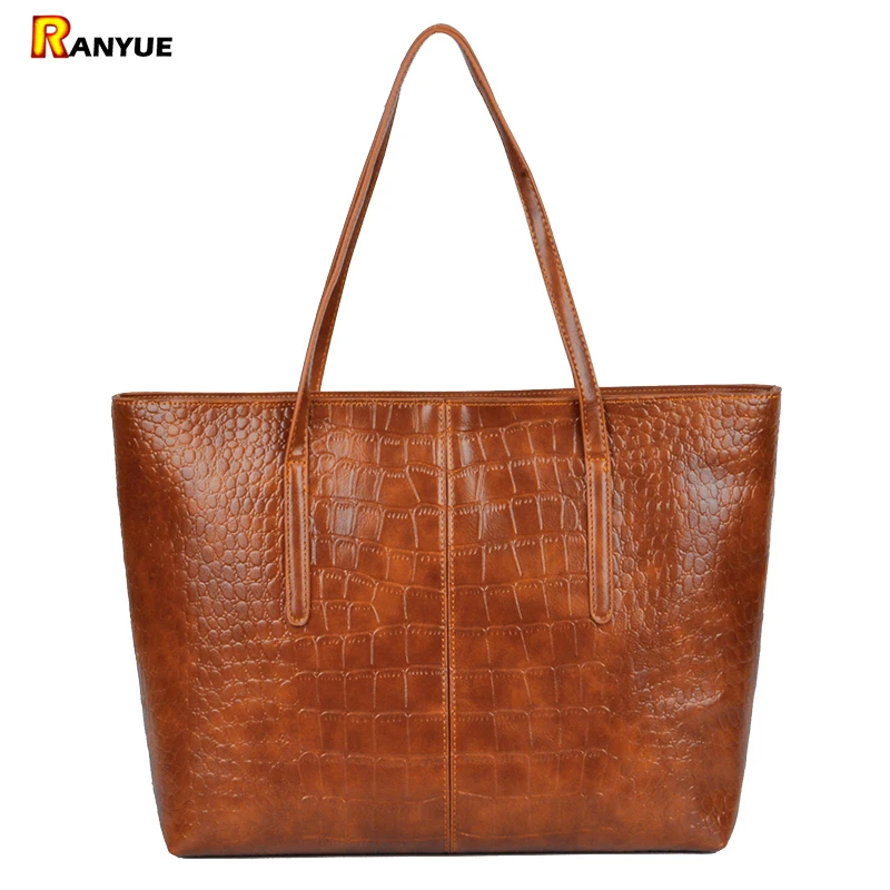 

Big Black Women's Fashion Luxury Designer Pu Leather Crocodile Shoulder Bags Handbags Women Famous Brand Tote Bolsas Feminina