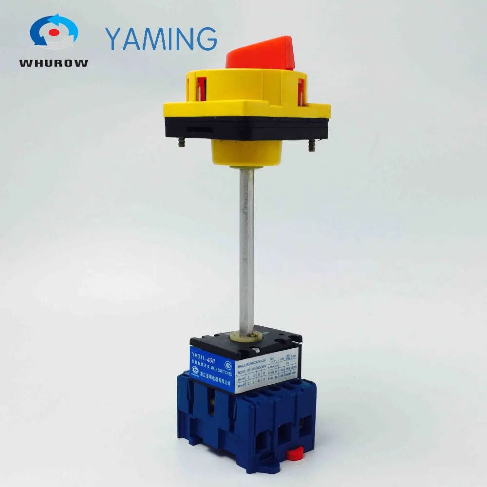 

Isolator switch with padlock panel 40A 3 Phases 2 position on-off with aluminium bar rotary switch cabinet YMD11-40B