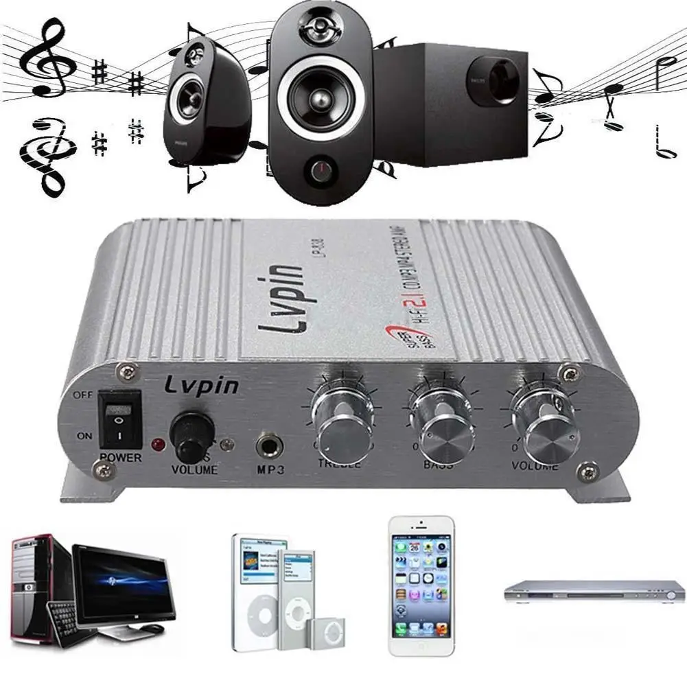 

200W Mini Hi-Fi 2.1 Amplifier Booster Radio MP3 Stereo For Car Motorcycle Home