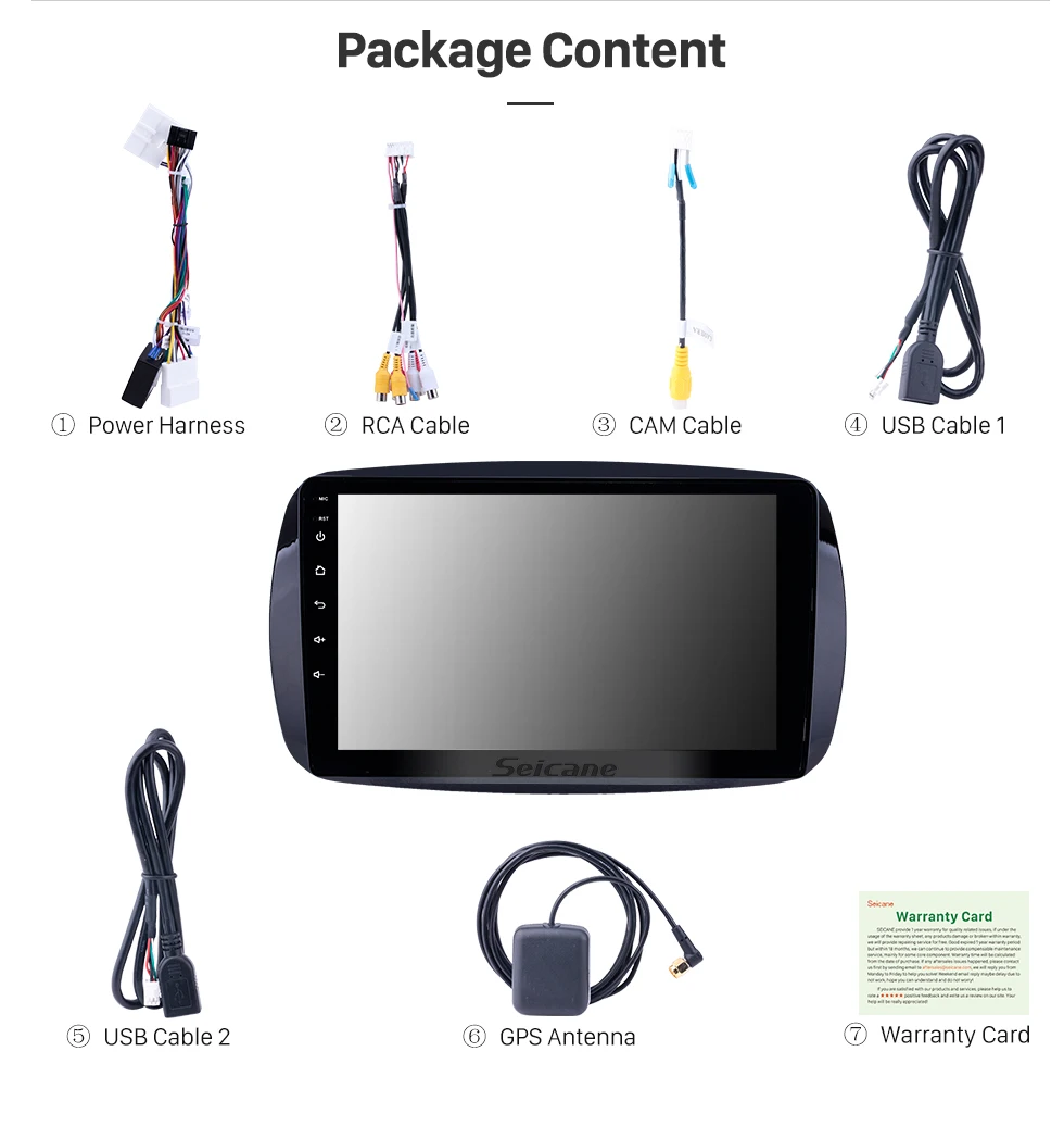 Clearance Seicane Car GPS Radio Player For Mercedes Benz Smart 2016 with Bluetooth AUX support DVR Carplay OBD Steering Wheel Control 17