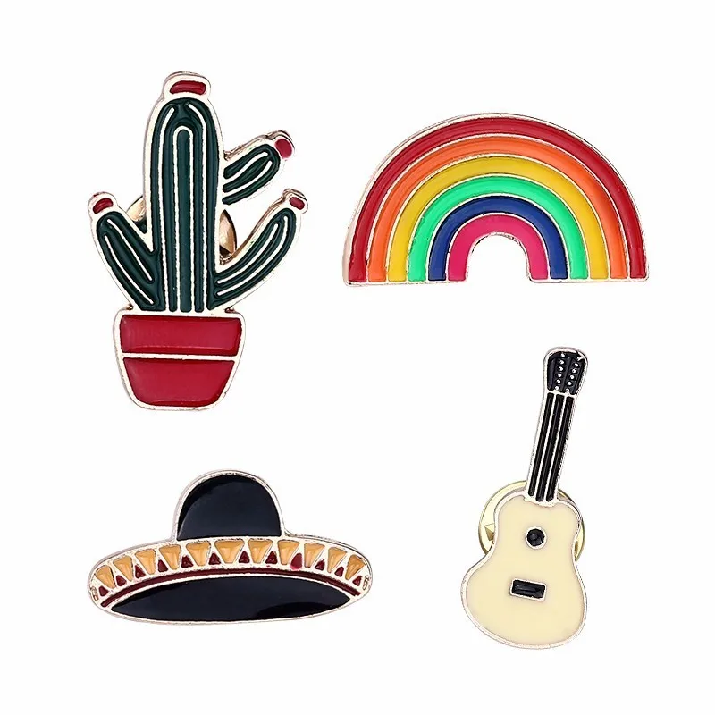 

Cute Cartoon Plant Potted Plants Brooch Enamel Pins Charms Cactus Flower Badge Colorful Rainbow Brooches Jewelry For Women Gifts