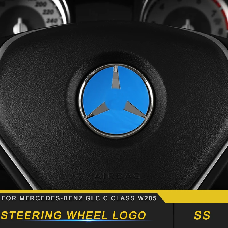 

For Mercedes benz C class w205 GLC auto steering wheel logo frame trim cover sticker accessories