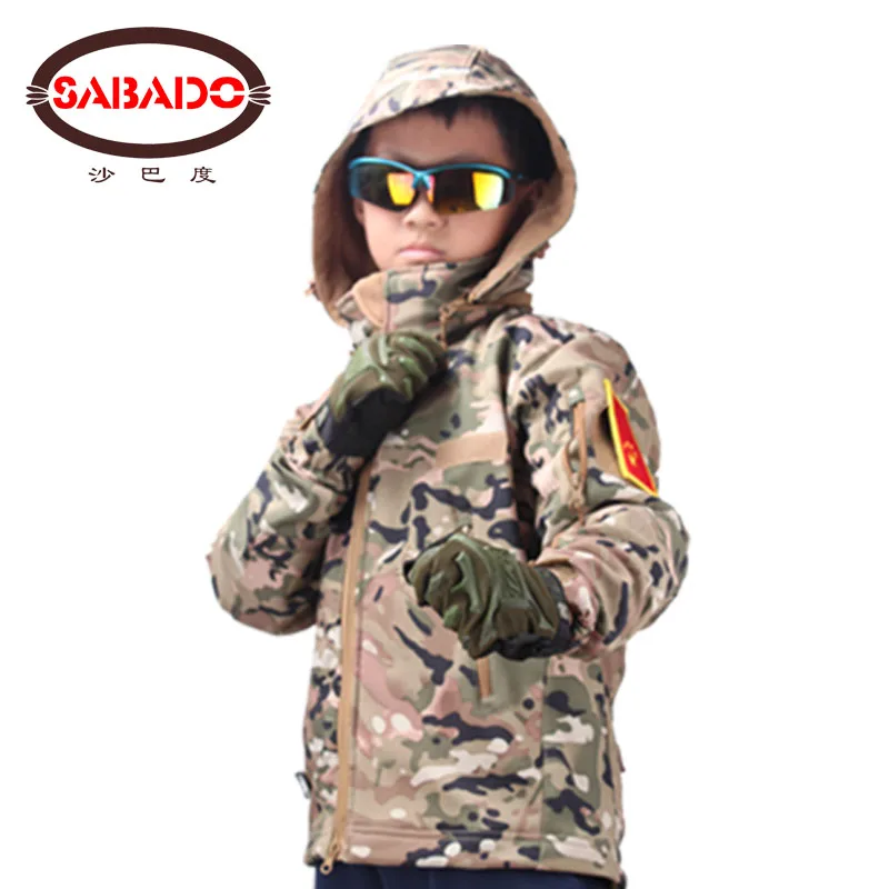 Waterproof outdoor camo Waterproof children TAD Tactical Shark Skin Softshell hunting jacket kids Army coats hunting jackets
