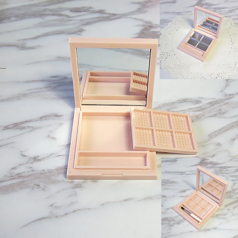 

20pcs 30pcs Empty Square Pink Eyeshadow Compacts Lipstick Package Cute Cosmetic Powder Compact Storage Container With Pan Mirror