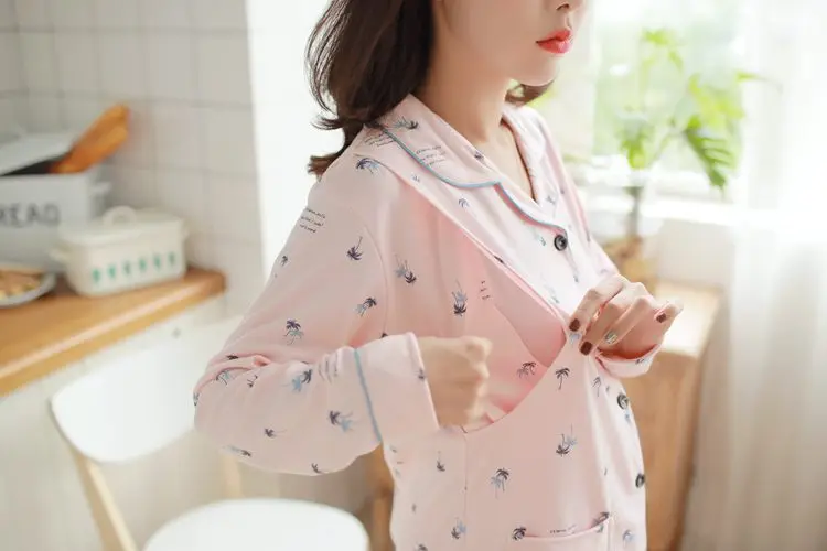 Spring Autumn Cotton Breastfeeding Pregnant Women Korean Pajamas Winter Suit