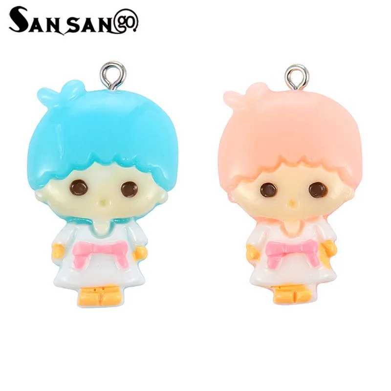 10pcs New Resin Cute Little Girl Charms Pendants Making DIY Necklace