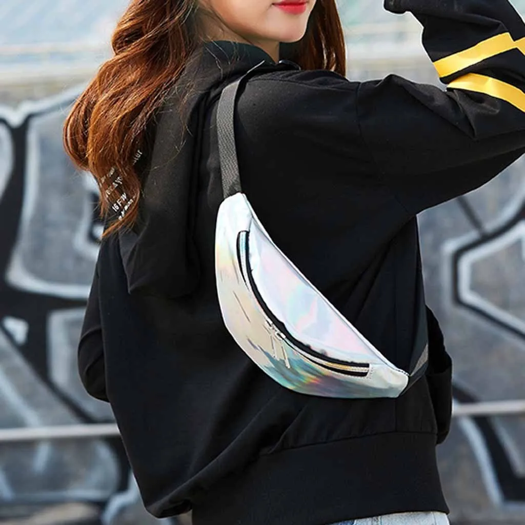 

2019 Holographic Women Fanny Pack Belt Bag Shiny Neon Laser Hologram Waist Bags Travel Shoulder Bag Party Rave Hip Bum Bag #3