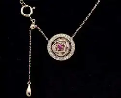 18 K розовое золото рубиновое ожерелье с подвеской инкрустированный стразами для Для женщин 20 способов ношения трансформация ручная работа