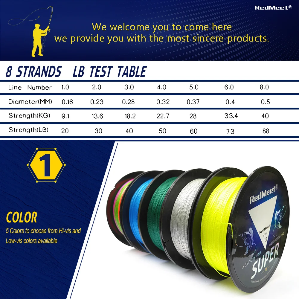 Suave para a Pesca de Água Linha de Pesca Redmeet Nova Série 100 m 300 m 500 m 20 88lb 8 Multifilament pe Trançada Linha Salgada 4 High Quality Esporte e Lazer