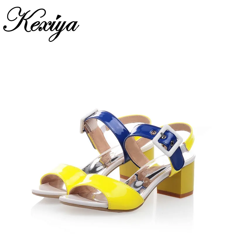 

Hot sale ! Big Size 31-43 Fashion sweet style women shoes Mixed Colors buckles Candy color high heel Sandals HXZ-X-15