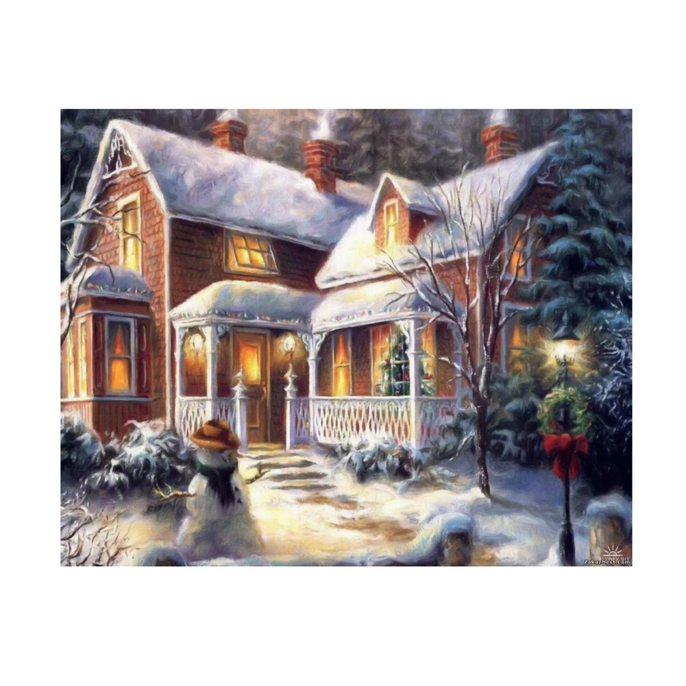 

40*30cm 5D Christmas Dimond Painting Villa Of Rhinestones Gingerbread House DIY Crafts Square Diamond Embroidery Kits