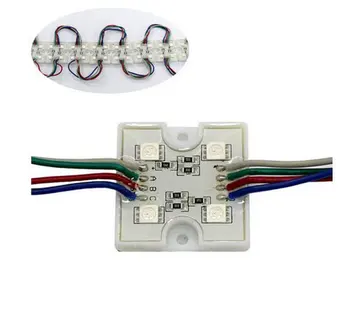 

100pcs/lot 4LED 5050 SMD RGB Led Module Waterproof Light Lamp DC 12V multicolor advising backlight decor
