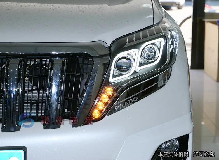 Автомобильный Стайлинг головная лампа для фары для Toyota Prado светодиодный- DRL Дневной ходовой светильник, направляющий Биксеноновые HID аксессуары