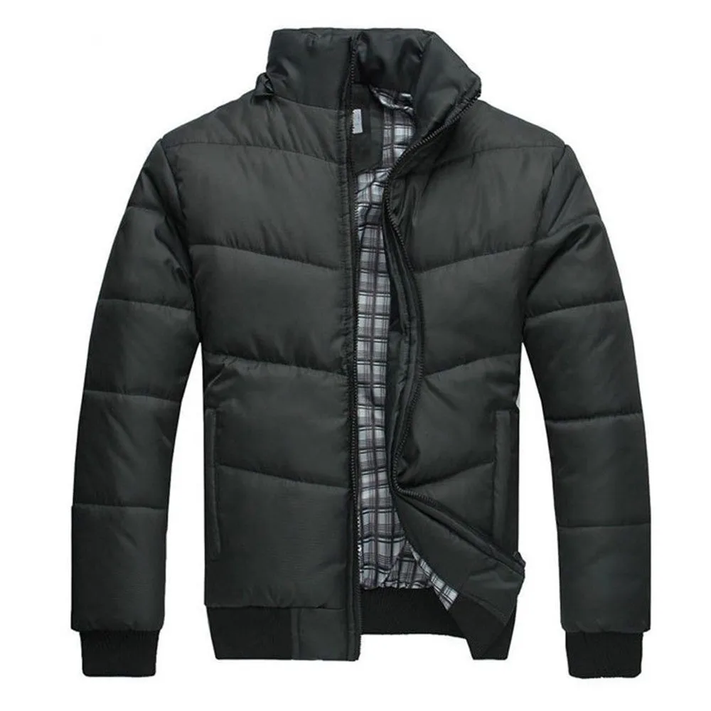 winter jacket men clothes  Thick winter Men's Black Puffer Jacket Warm Overcoat Outwear Padded Hooded Down Winter Coat