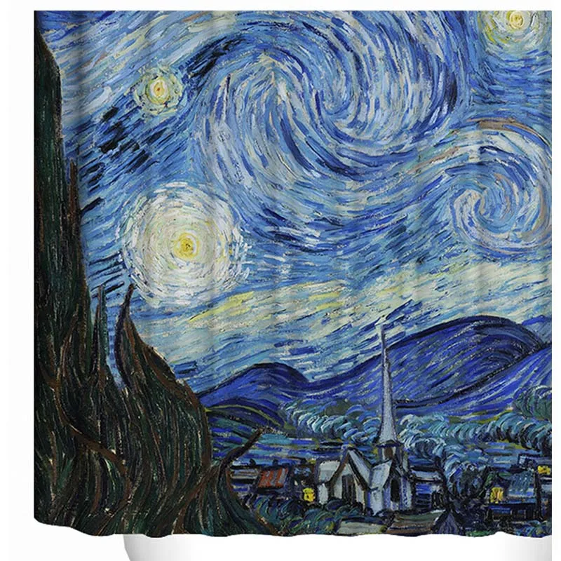 Ван Гог звездное небо принт занавески для душа водонепроницаемый плесени доказательство шторы для ванной толстый Высокоточный материал с крючками