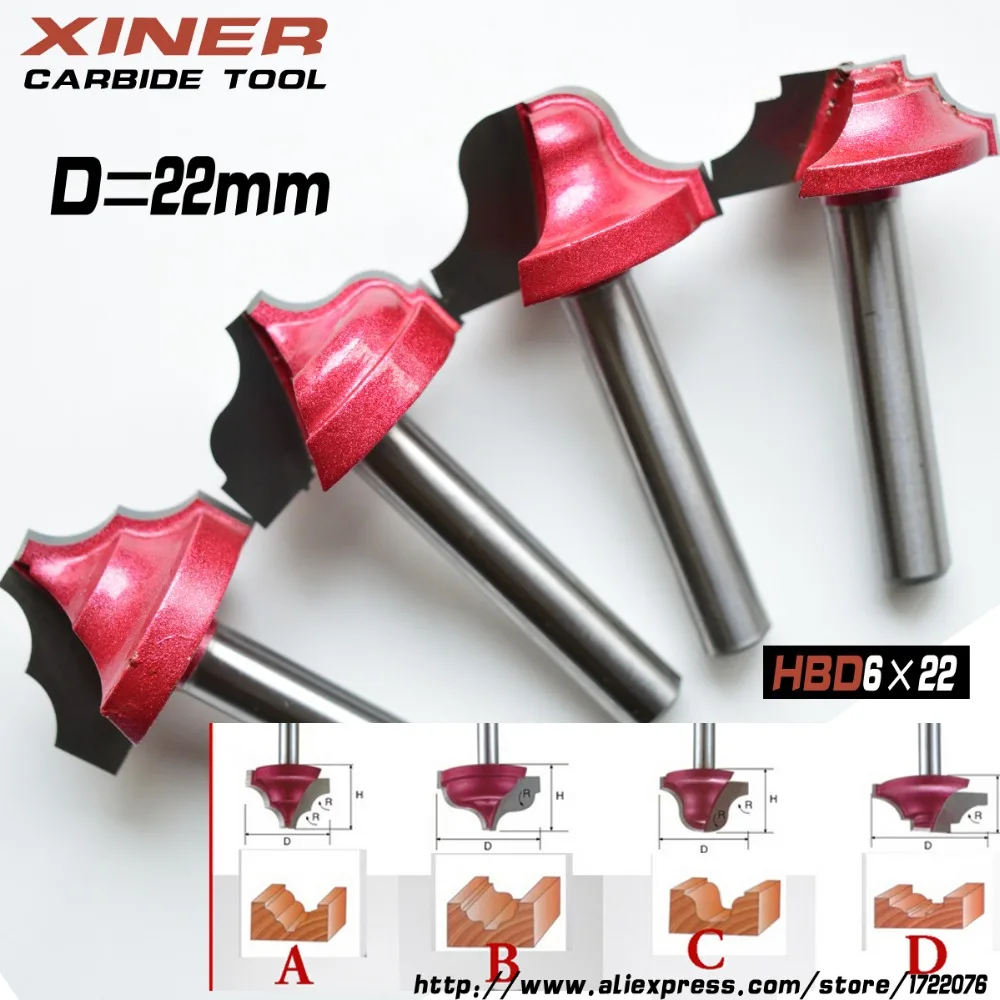 6mm*22 4pcsABCD Freeshipping CNC carbide end mill woodworking router